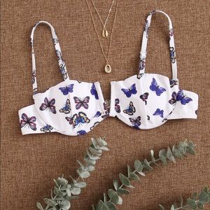 NWOT Butterfly Bikini Top
